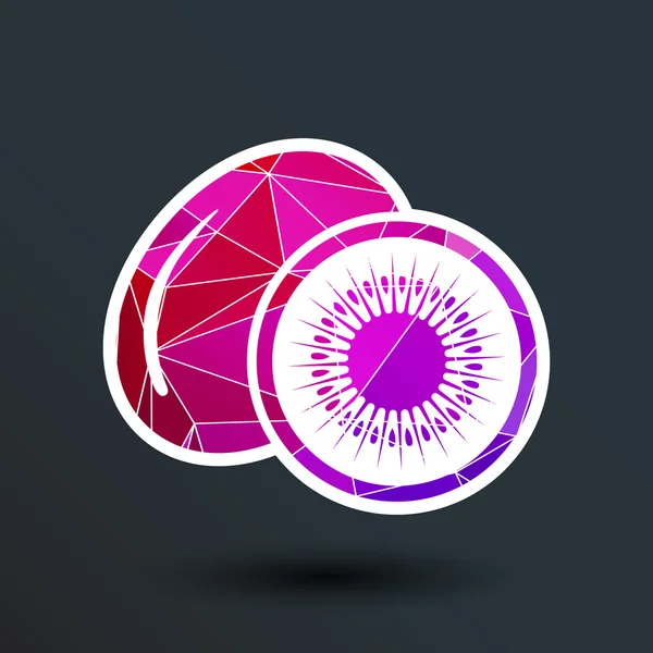 Kiwi fruits closeup icon isolated art logo design — Stock Vector