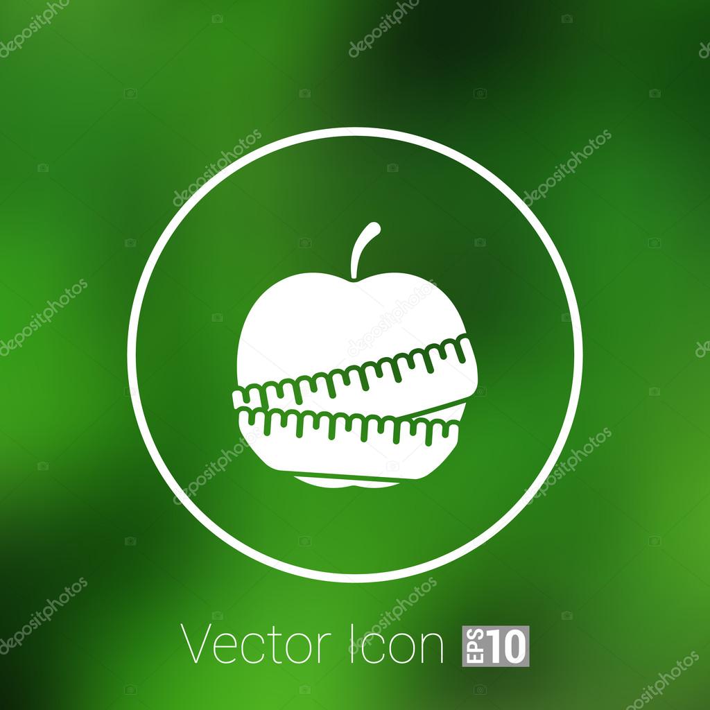 Vector Slimming apple icon slim weight diet.
