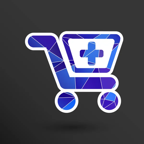 Ilustrace izolované ikony nákupního košíku se znakem lékárny — Stockový vektor