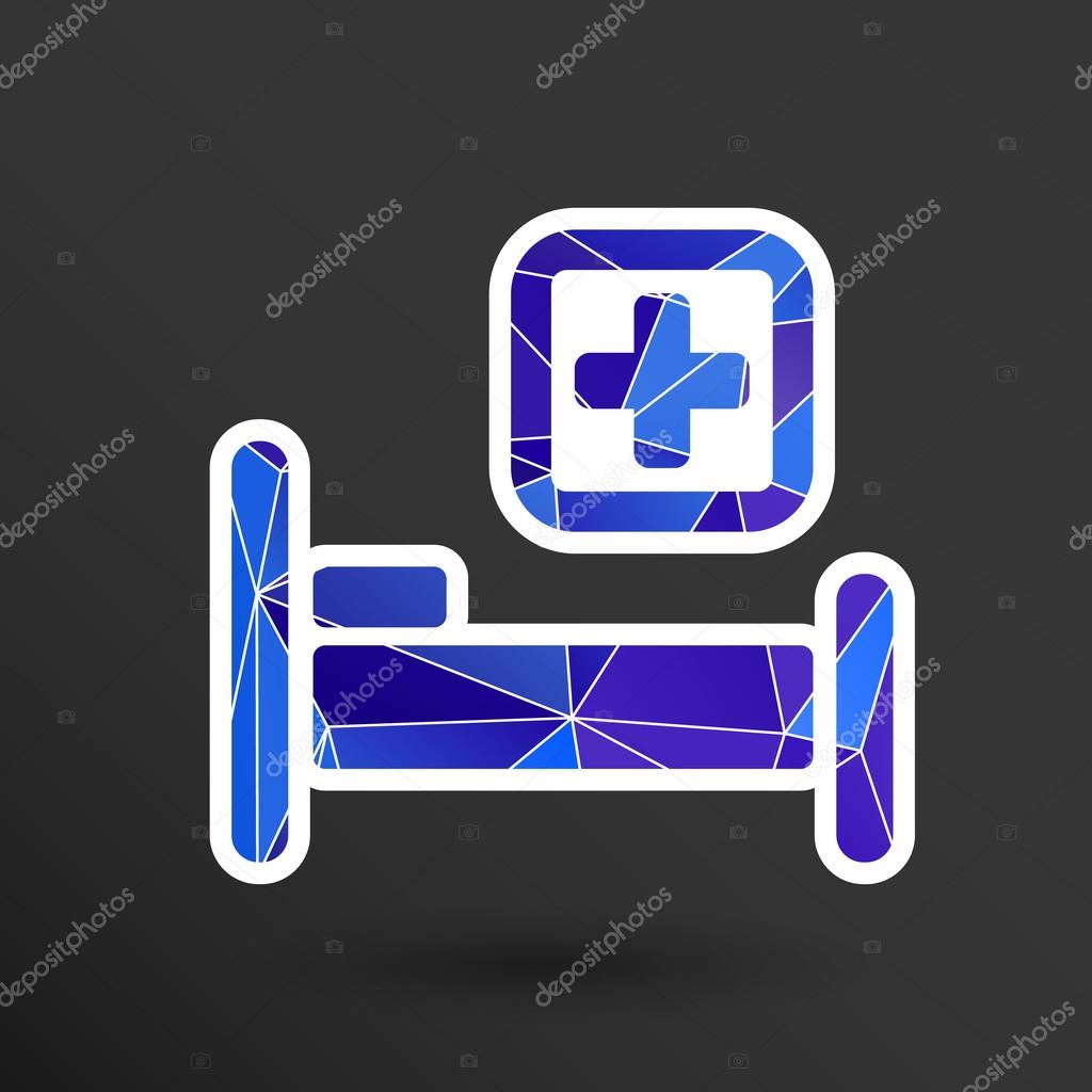 Hospital bed and cross, vector icon doctor health care.