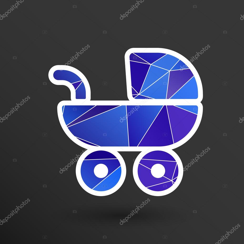 Baby stroller icon, maternity wheel illustration born pram.