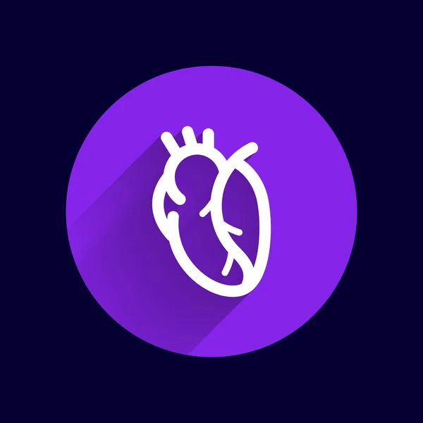 Вектор красный человеческое сердце икона сердечно-сосудистой — стоковый вектор
