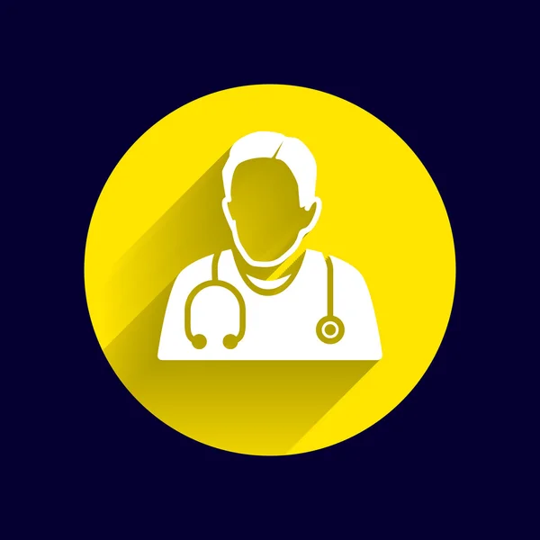 Doutor com estetoscópio em torno de seu ícone do pescoço — Vetor de Stock