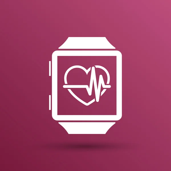 Ilustração vetorial pulsômetro monitor de frequência cardíaca ícone do relógio —  Vetores de Stock