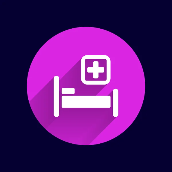 Cama de hospital y cruz, vector icono médico cuidado de la salud — Vector de stock