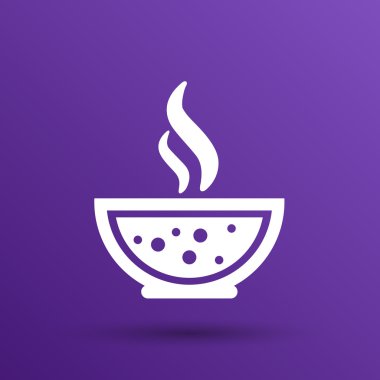 Sıcak çorba kase kaşık Hat sanatı ile. İzole simgesi