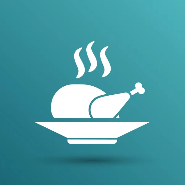 Pollo parrilla icono logotipo comida caliente cocina — Archivo Imágenes Vectoriales