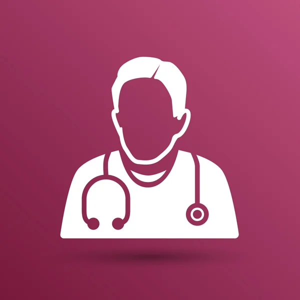 Doutor com estetoscópio em torno de seu ícone do pescoço — Vetor de Stock