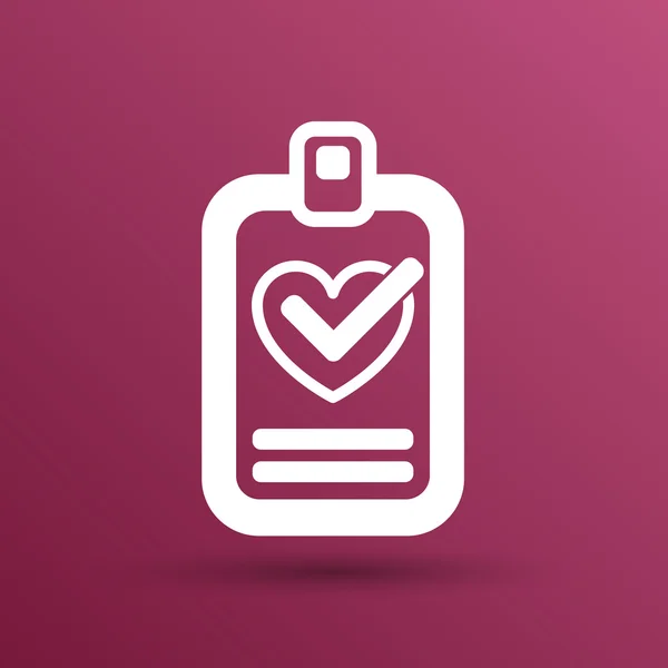 Corazón y garrapata icono salud símbolo de signo médico — Vector de stock