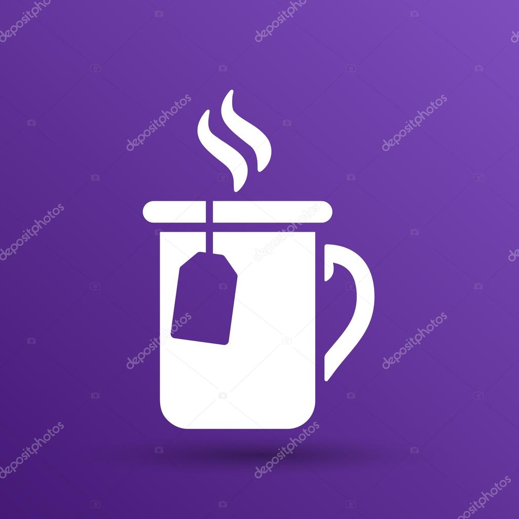 A cup of hot tea icon vector logo.