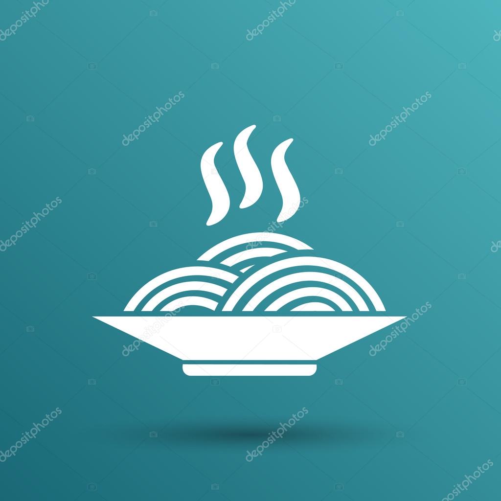 Spaghetti on a plate logo dish food kitchen.