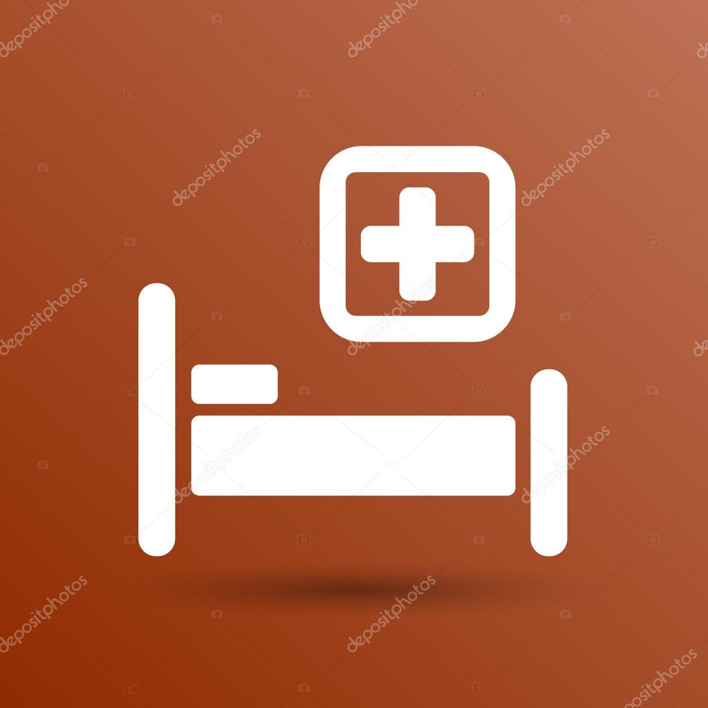 Hospital bed and cross, vector icon doctor health care.