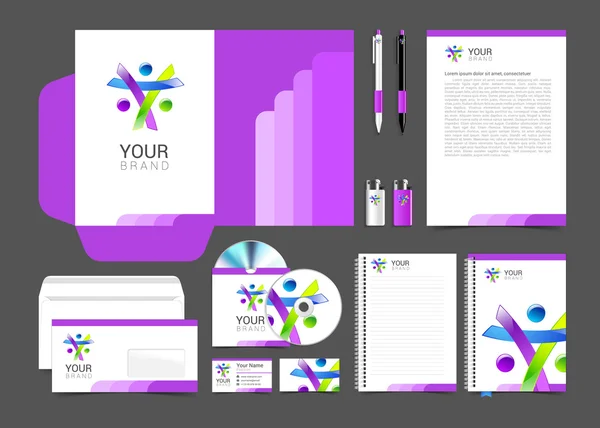 Identidad corporativa personas creativas paquete plantilla diseño — Vector de stock