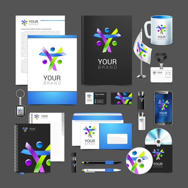 Identidad corporativa personas creativas paquete plantilla diseño — Vector de stock