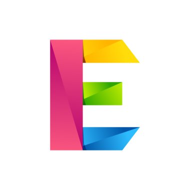 E letter one line colorful logo, vector design template elements an icon for your application or company