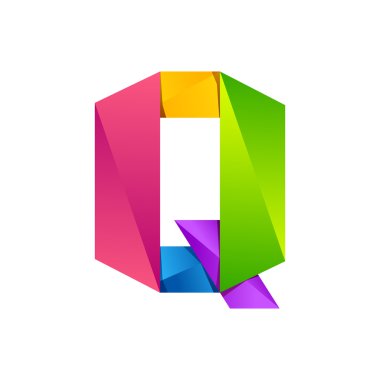 Q letter one line colorful logo. Vector design template elements an icon for your application or company