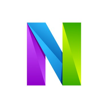 N letter one line colorful logo. Vector design template elements an icon for your application or company
