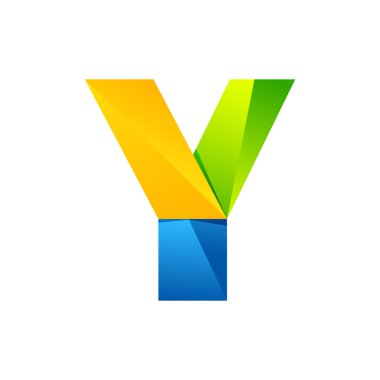 Y letter one line colorful logo. Vector design template elements an icon for your application or company clipart