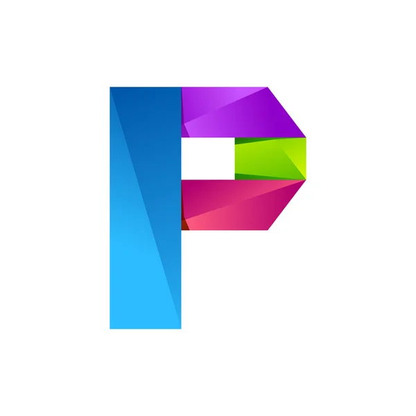 P letter one line colorful logo. Vector design template elements an icon for your application or company — ストックベクタ