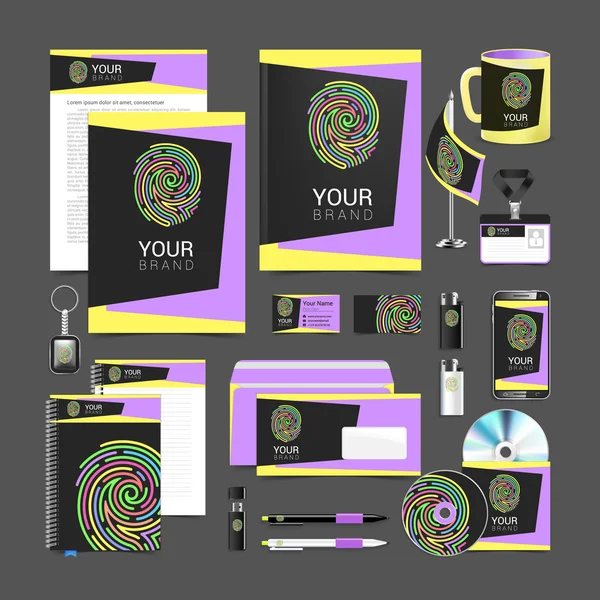 Set design Gift template Corporate identity fingerprint — Stockvector