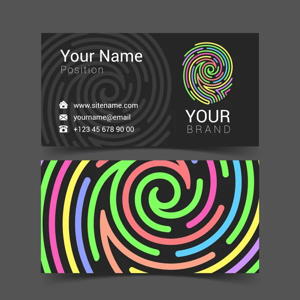 Impressão digital logotipo modelo ícone design elementos cartão de visita — Vetor de Stock