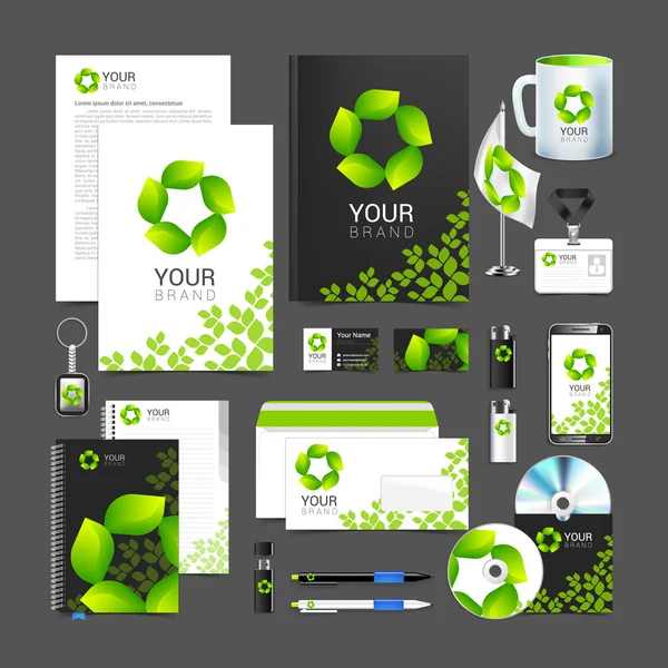 Vector de diseño de identidad corporativa Signo símbolo hojas — Vector de stock