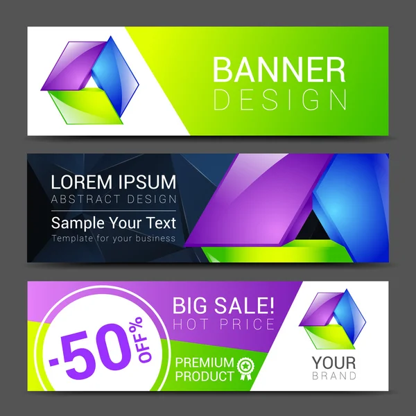 Conjunto de banner creativo con líneas logo en blanco — Vector de stock