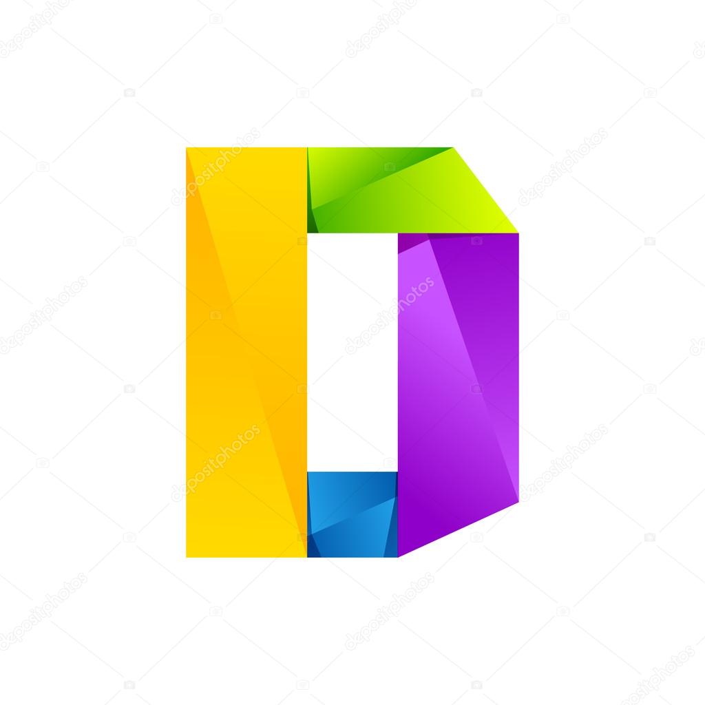 D letter one line colorful logo, vector design template elements an icon for your application or company