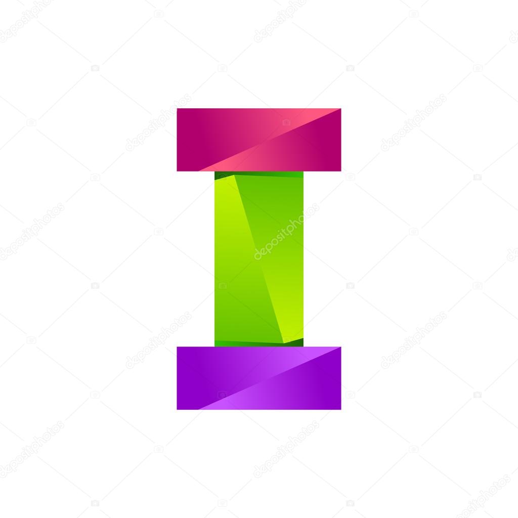 I letter one line colorful logo. Vector design template elements an icon for your application or company