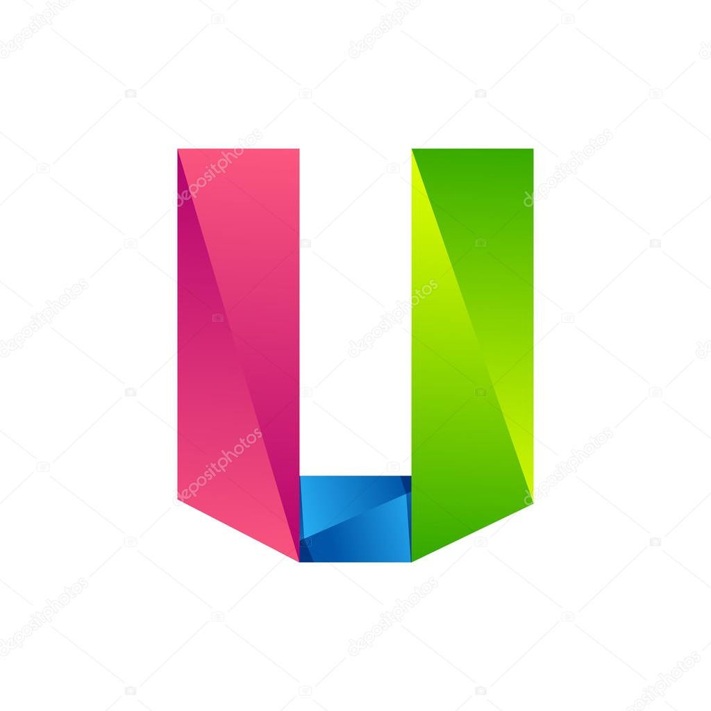 U letter one line colorful logo. Vector design template elements an icon for your application or company
