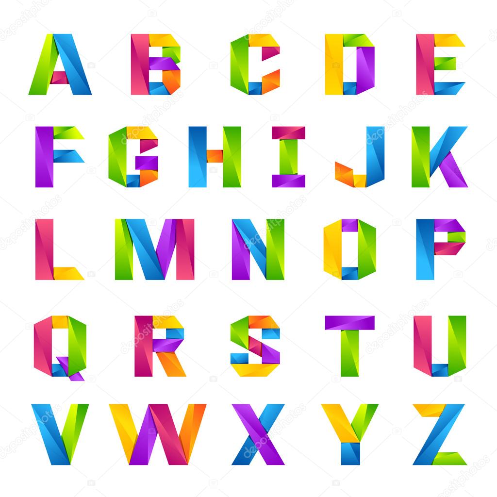 Fun english alphabet one line colorful letters set. Font style, vector design template elements for your application or company.