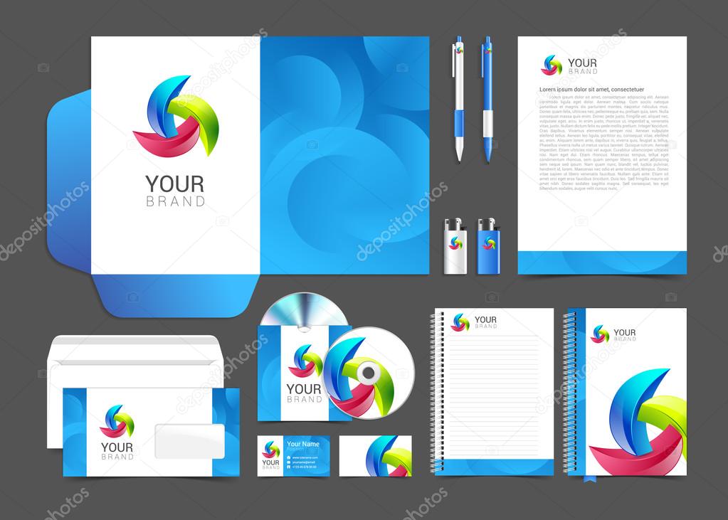 Corporate identity template with round elements company style brandbook.