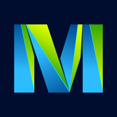 M letter line colorful logo. Abstract trendy green and blue vector design template elements for your application or corporate identity.