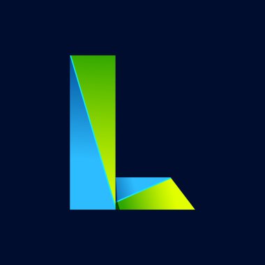 L letter line colorful logo. Abstract trendy green and blue vector design template elements for your application or corporate identity.