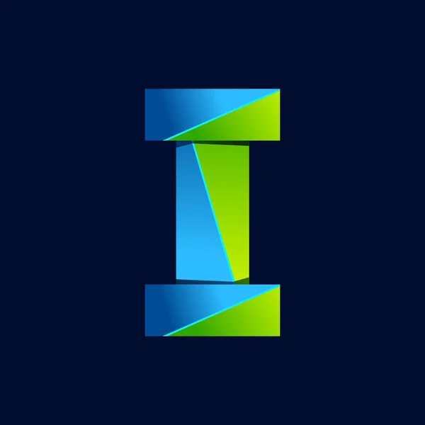 I letter line colorful logo. Abstract trendy green and blue vector design template elements for your application or corporate identity. — Wektor stockowy