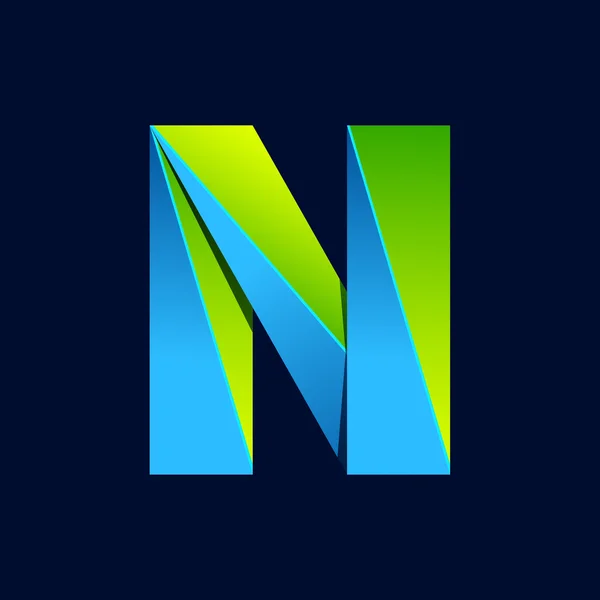 N letter line colorful logo. Abstract trendy green and blue vector design template elements for your application or corporate identity. — Stock Vector
