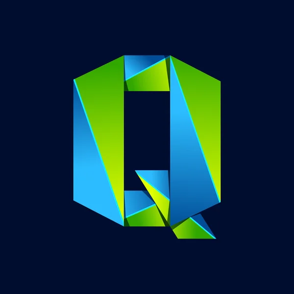 Q letter line colorful logo. Abstract trendy green and blue vector design template elements for your application or corporate identity. — Stok Vektör