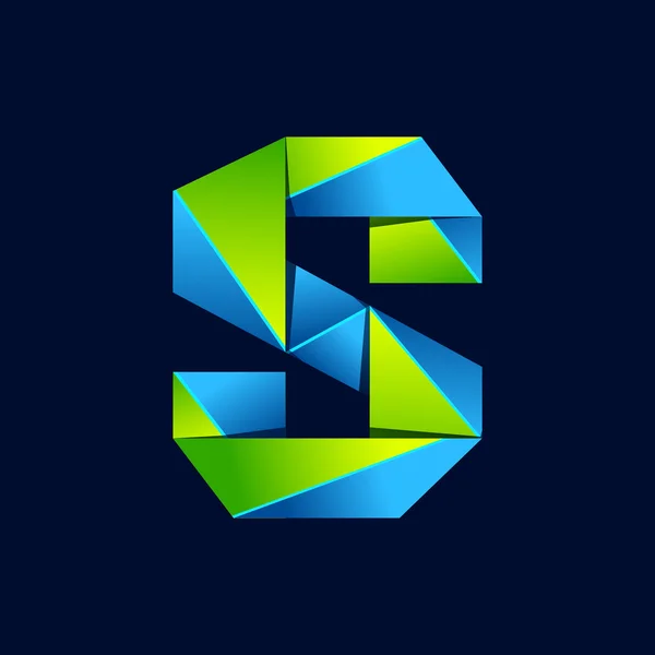 S letter line colorful logo. Abstract trendy green and blue vector design template elements for your application or corporate identity. — Wektor stockowy