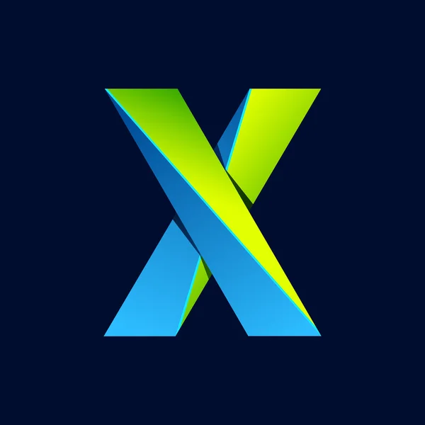 Linha de letra X logotipo colorido. Elementos de modelo de vetor verde e azul na moda abstrata para sua aplicação ou identidade corporativa . — Vetor de Stock