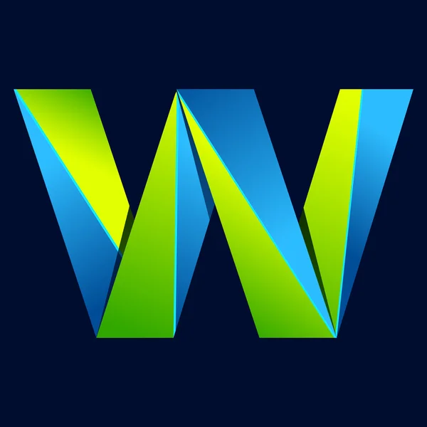 W línea de letras logotipo colorido. Elementos de plantilla de diseño vectorial verde y azul de moda abstracta para su aplicación o identidad corporativa . — Vector de stock