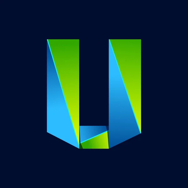 U letter line colorful logo. Abstract trendy green and blue vector design template elements for your application or corporate identity. — Stok Vektör