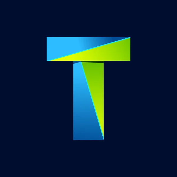 T letter line colorful logo. Abstract trendy green and blue vector design template elements for your application or corporate identity. — 图库矢量图片