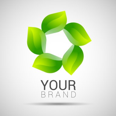 Bükülmüş Eko küre yaprak yeşil logo soyut