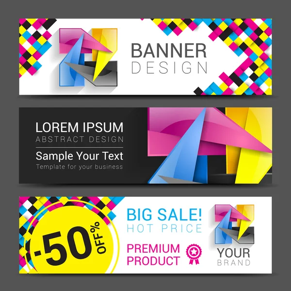 CMYK Banners logo element modern design color — Stock Vector