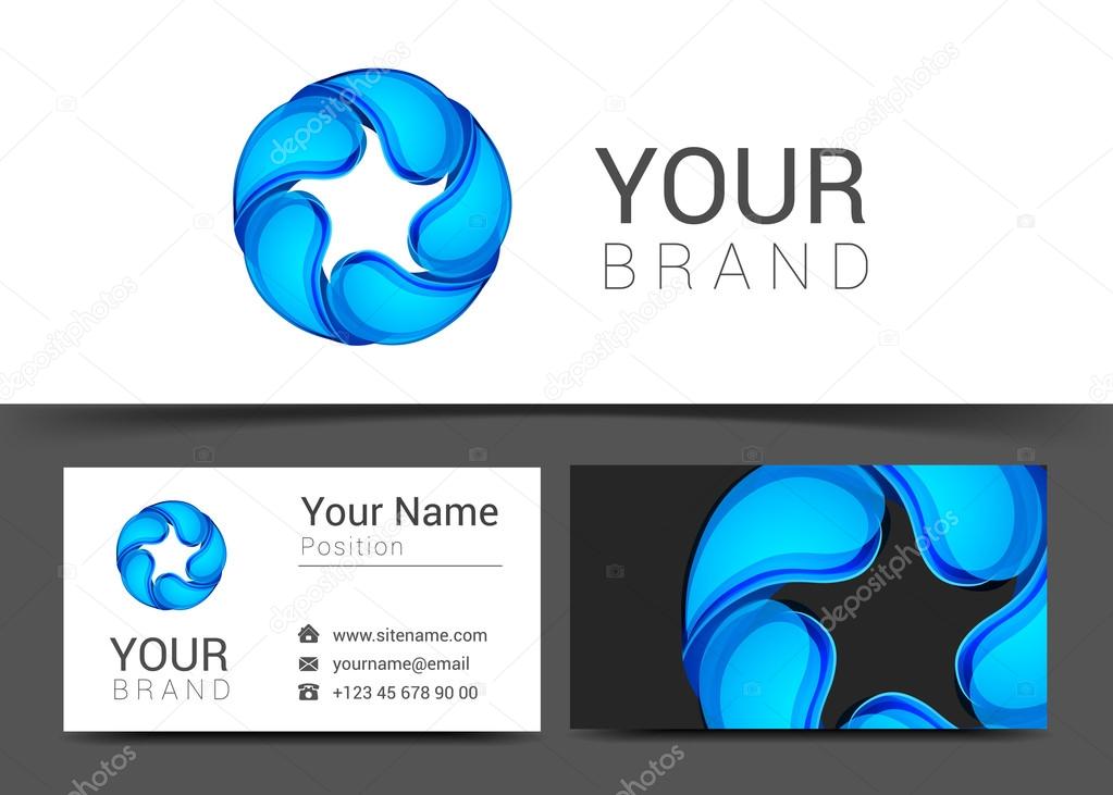 Business Card with water drop. Vector illustration.