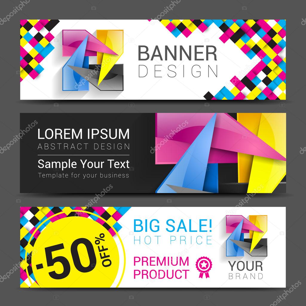 CMYK Banners logo element modern design color.