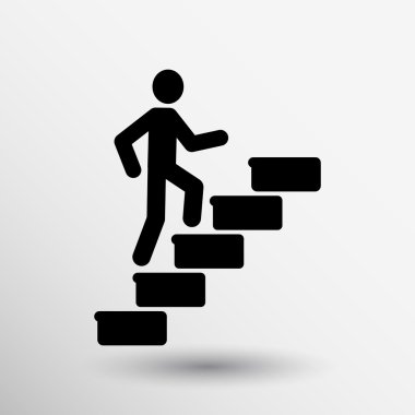 man on stairs icon vector button logo symbol concept clipart