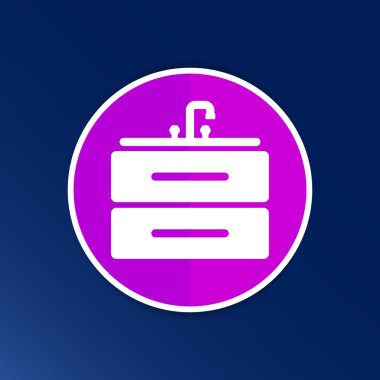 Mutfak eşyaları lavabo Havzası simge vektör düğme logo simge kavramı
