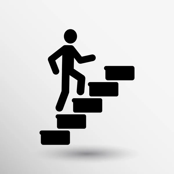 Hombre en escaleras icono vector botón logotipo símbolo concepto — Archivo Imágenes Vectoriales