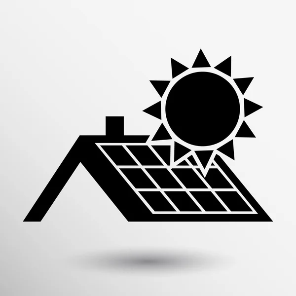 Pannello solare icona del tetto pulsante vettoriale logo simbolo concetto — Vettoriale Stock